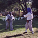 Marian and Targai Fencing at Queens Farm, Sept. 2004