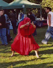 Sancha as a Devil Mummer at the Fort Tryon Park Medieval Festival, Oct. 2004