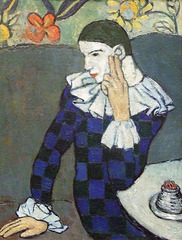 Detail of Harlequin by Picasso in the Metropolitan Museum of Art, November 2008