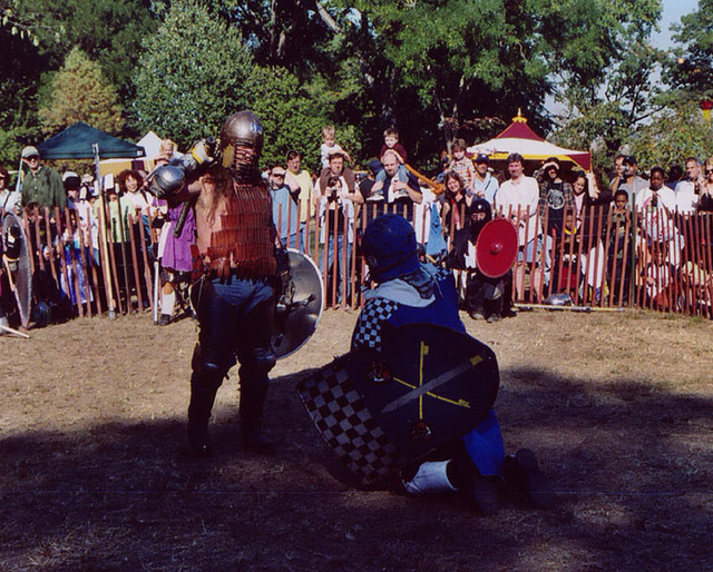 Puppy & Kazimir Fighting at the Fort Tryon Park Medieval Festival, Oct. 2005