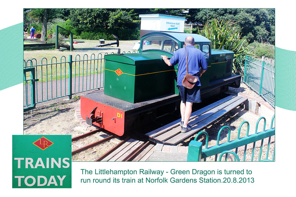 Littlehampton Railway Green Dragon is turned at Norfolk Gardens - 20.8.2013