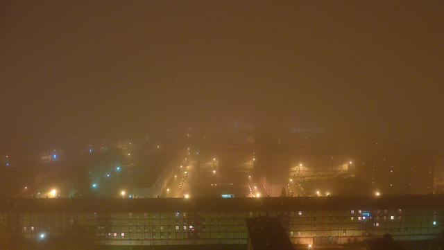 BELFORT: Vue du 19eme étage de la tour Madrid par temps de brouillard0