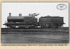 S&DJR 0-6-0 73 Neilson Reid Co 1902 wdn 1960