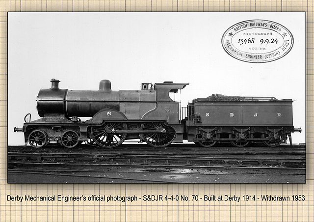 S&DJR 4-4-0 no 70 Derby 1914 to 1953