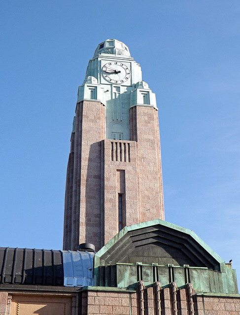 The Clock Tower on the Central Train Station in Helsinki, April 2013