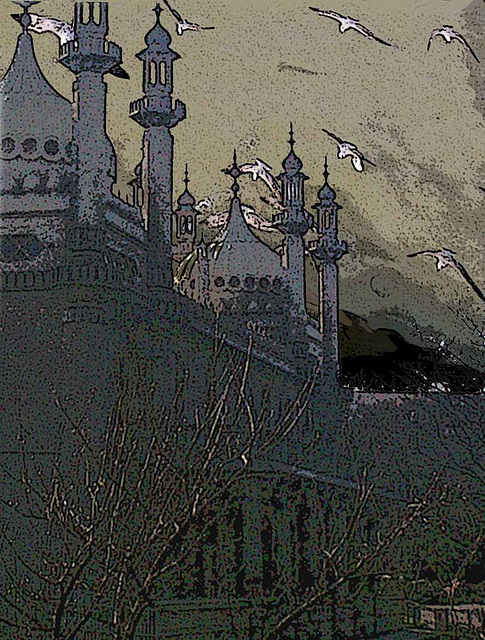 Royal Pavilion Brighton - photo by Mike Sutters - silhouette with gulls