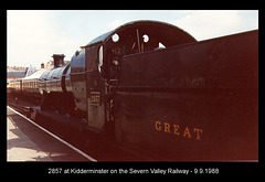 2857 at Kidderminster - Severn Valley Railway - 9.9.1988