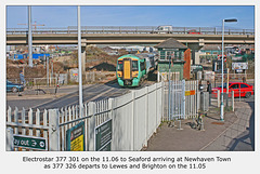 377 301 at Newhaven Town level crossing - 15.3.2010