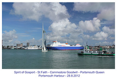Portsmouth Harbour ferries with Commodore Goodwill in prominence - 28.8.2012