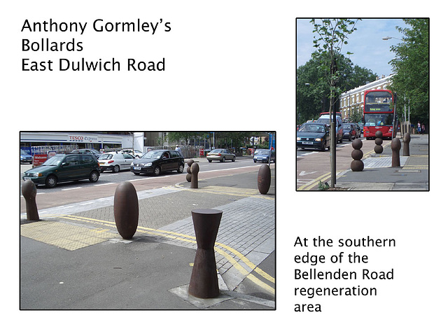 Anthony Gormley bollards - East Dulwich Road