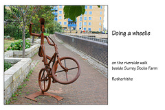 'Doing a wheelie' near Surrey Docks Farm - Rotherhithe