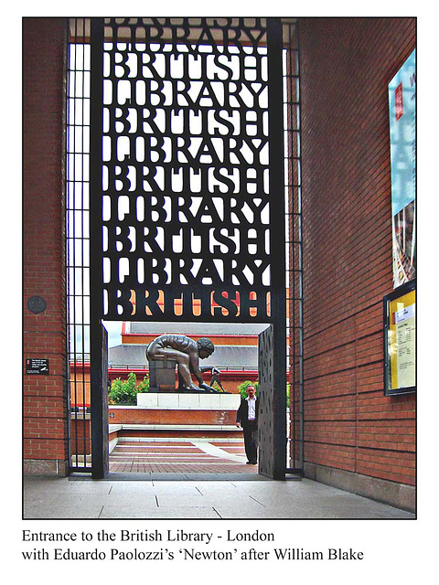 Entrance of British Library with 'Newton'
