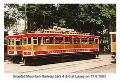 Snaefell Mountain Railway cars 4 & 6 Laxey 17.6.1983