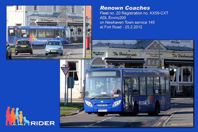 Renown fleet no.20 on an East Sussex Rider route - 145 Newhaven Town Service - at Fort Road - 25.2.2012