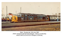 37037 at Oban - 9.6.1985