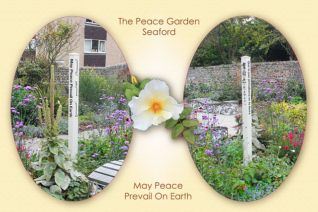 Seaford Peace Garden with all four sides of the Peace Pole - 16.8.2011