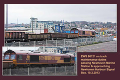 EWS 66121 on a track maintenance train near Newhaven Harbour Station - 10.3.2013