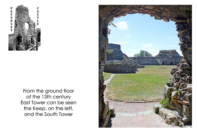 The Keep & South Tower from the East Tower - Pevensey Castle - 24.7.2013