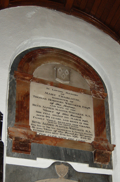 Memorial to Mary Charlotte Whitaker, Saint John the Divine, Holme in Cliviger, Lancashire