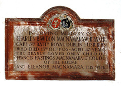 Memorial to Captain Charles Rawdon Macnamara Whitaker, Saint John the Divine, Holme in Cliviger, Lancashire