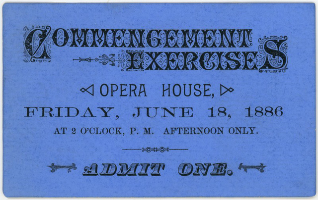 Commencement Exercises Ticket, June 18, 1886