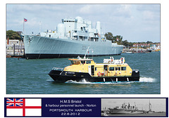 HMS Bristol & launch Norton Portsmouth 22 8 12