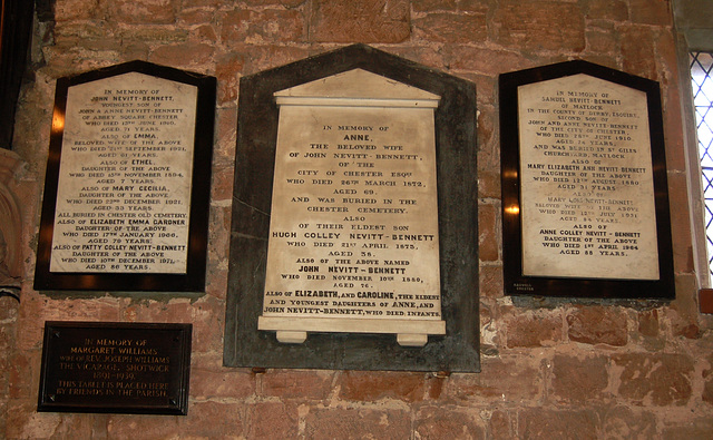 Nevitt-Bennett Memorials, Shotwick Church. Cheshire