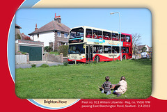 Brighton & Hove Buses - Scania Omnidekka fleet no. 911 - East Blatchington Pond - Seaford - 2.4.2012