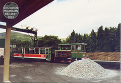 Snowdon Mountain Railway no10 Yeti at Llanberis Station - summer 1992