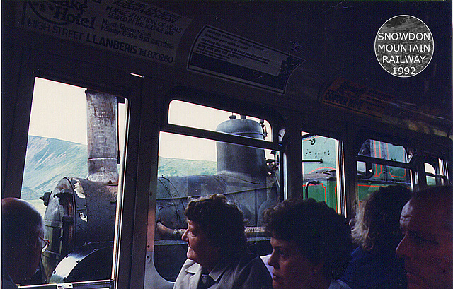Snowdon Mountain Railway - from train leaving Llanberis Station 1992