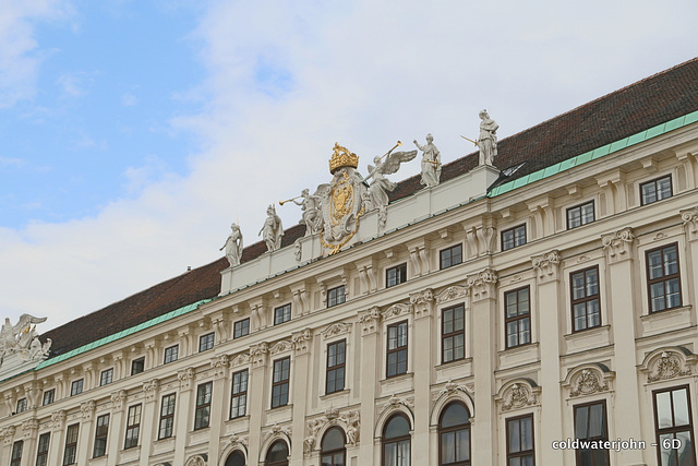 Roofline of the Hofburg Palace overlooking the main courtyard
