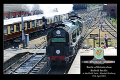 Southern Railway Bulleid Pacific 34059 Sir Archibald Sinclair running round its train at Sheffield Park 19.4.2011