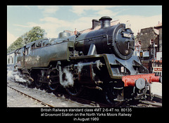 BR 4MT 2-6-4T 80135 at Grosmont Station on the North Yorks Moors Railway  in August 1989