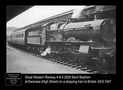 GWR 4-6-0 2929 Saint Stephen Swansea 29.8.1947