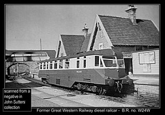 Great Western Railway diesel railcar  - British Railways W24W at Tucker Street Station, Wells circa 1953