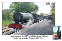 Hunslet Austerity 0-6-0ST No.WD198 Royal Engineer at Wootton - 31.5.2013