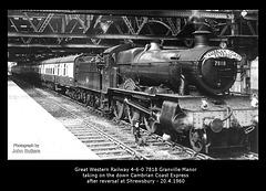 Former Great Western Railway 4-6-0 - 7818 Granville Manor -  Shrewsbury - 20.4.1960