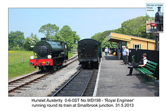 Hunslet Austerity 0-6-0ST No.WD198 Royal Engineer - Smallbrook Junction - 31.5.2013