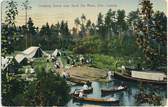 Camping Scene near Sault Ste. Marie, Ont., Canada.