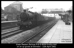 Great Western Railway 4-6-0 4934 Hindlip Hall - Swindon - 11.4.1961
