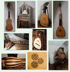 Collage of the musical instruments built by my dinner host in Eisenstadt