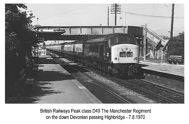 BR Peak Class D49 The Manchester Regiment - Highbridge - 7.8.1970