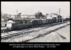 British Railways D853 Thruster at Highbridge on 22.2.1962