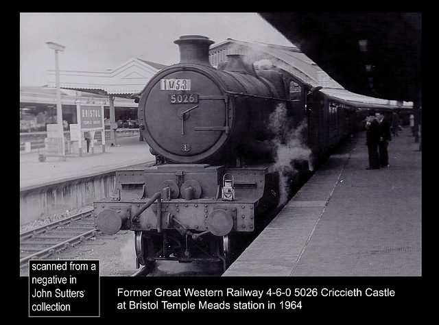 GWR 4-6-0 5026 Criccieth Castle - Bristol Temple Meads - 1964