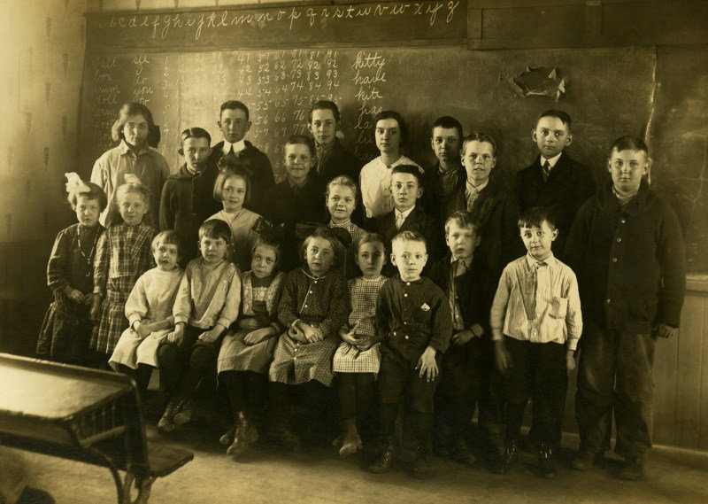 Schoolchildren Posing in Front of a Blackboard, Perry County, Pa.