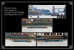 Narrow boats head up the Thames - 23.9.2013