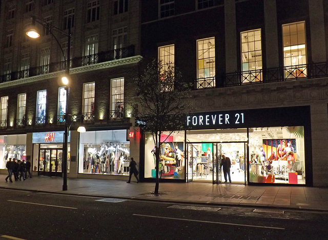H&M and Forever 21 in London, April 2013