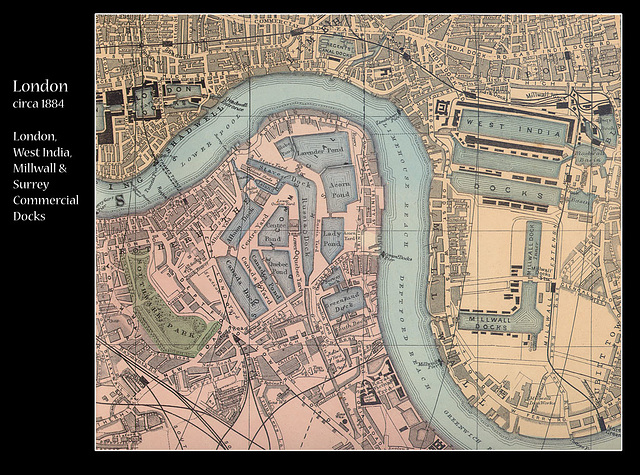 London, West India, Millwall & Surrey Docks - map c1884