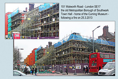 151 Walworth Road - home of Southwark's Cuming Museum - after the fire of 25.3.2013 - 11.4.2013