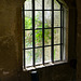 'No Entry' sign with gothic window at Lacock Abbey